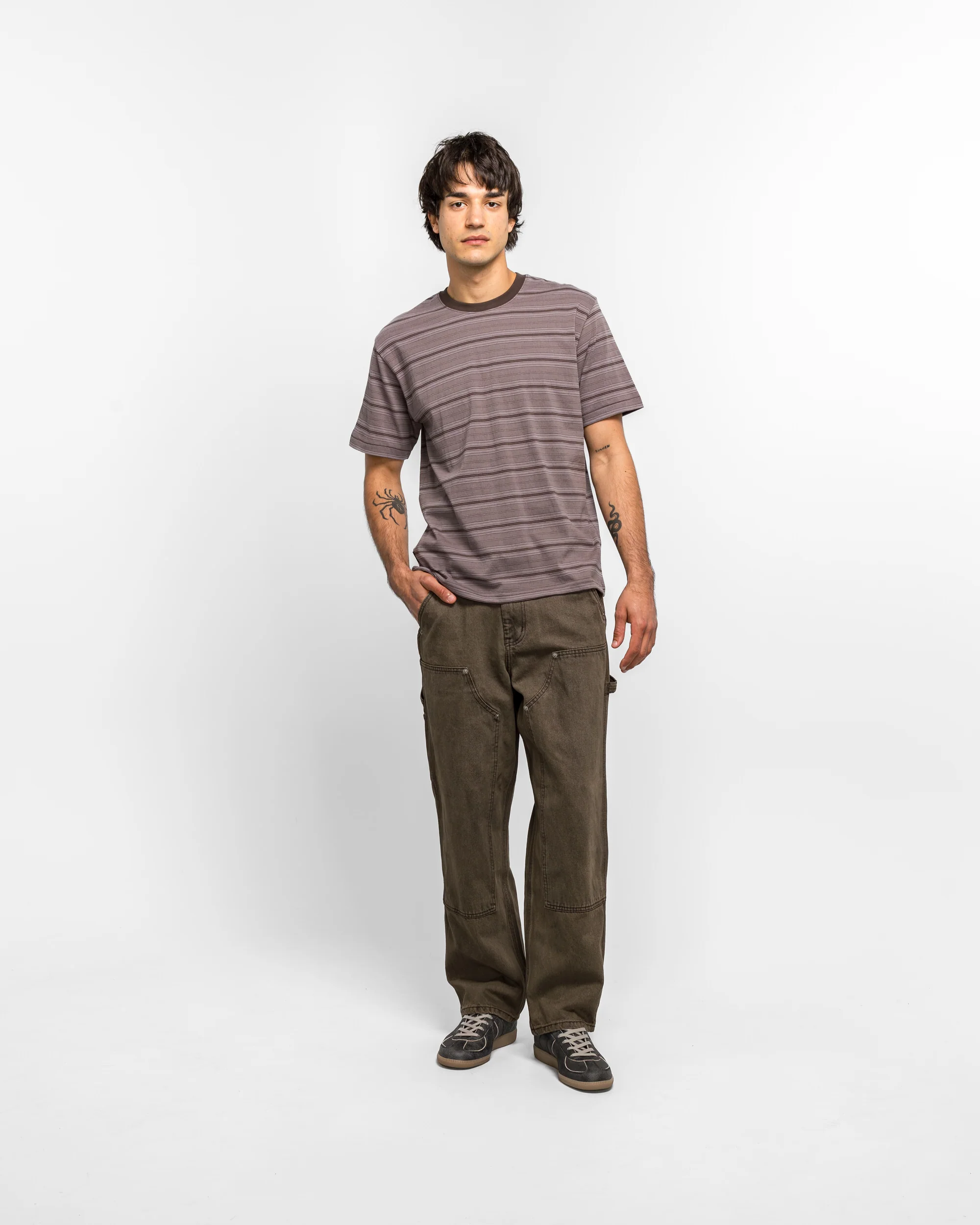 Striped SS Tee - Brown - Image 5