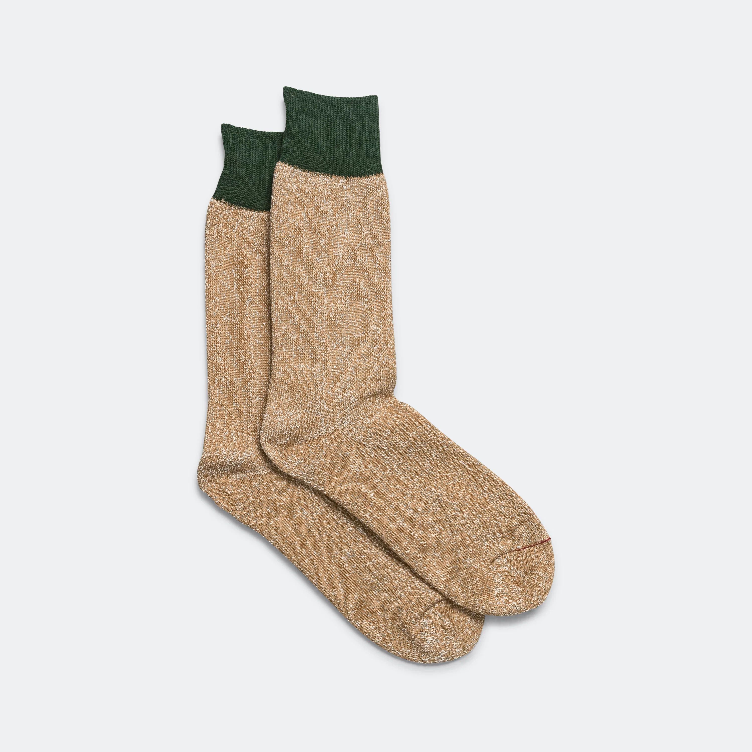 Two Tone Crew Sock - Dark Green/Beige - Image 2