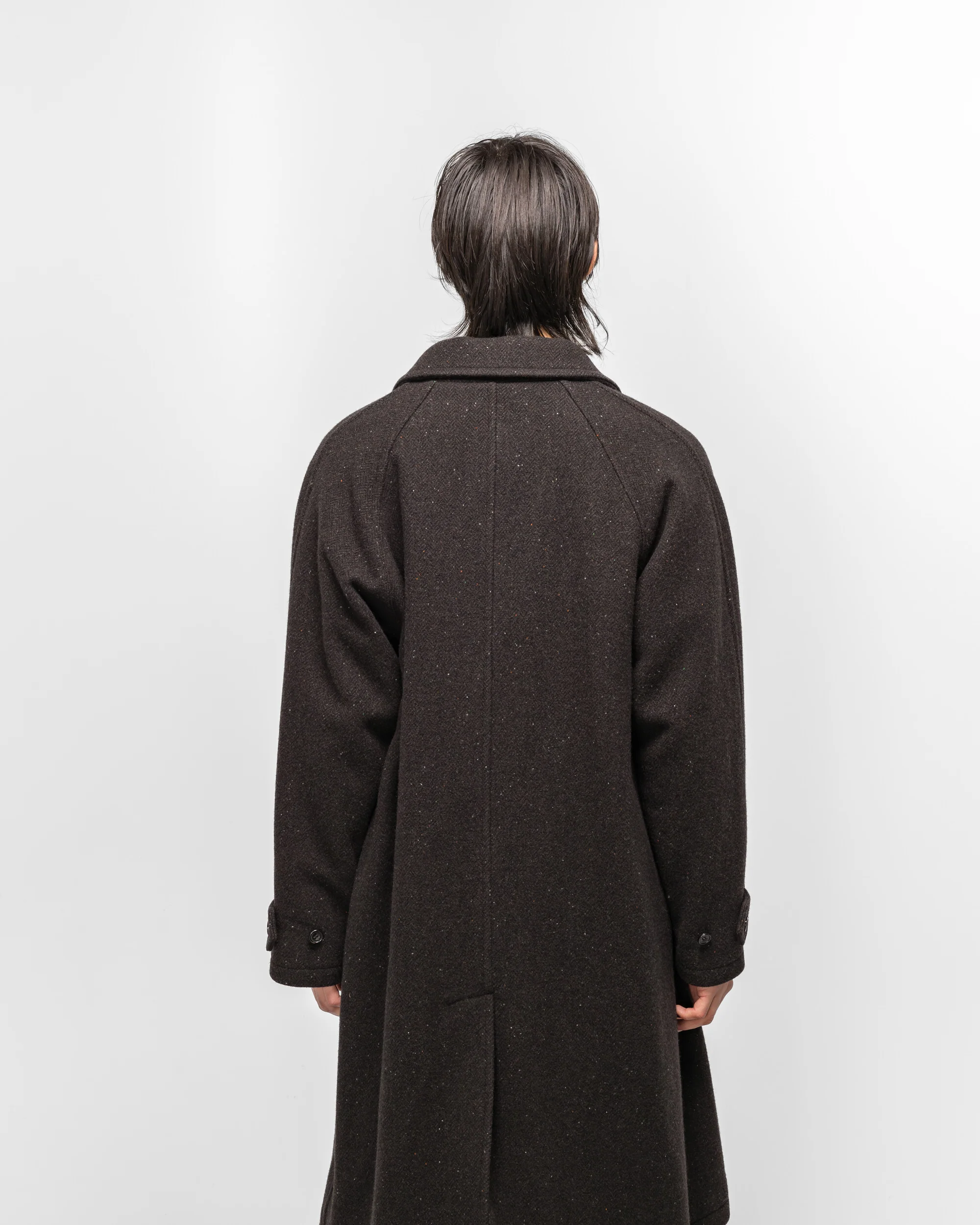 Balmacaan Coat - Brown Nep Tweed - Image 4