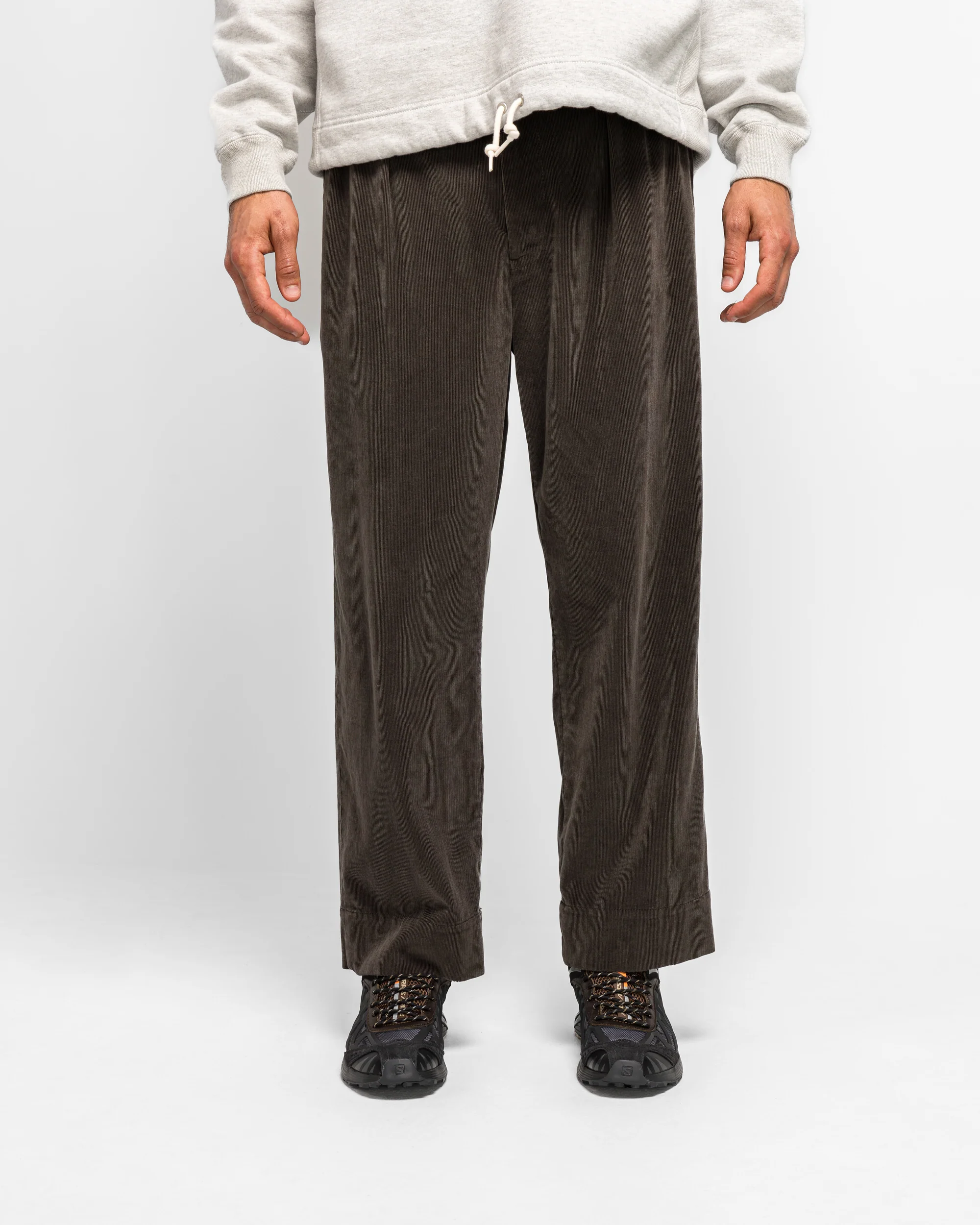 Corduroy 2P Trousers - Charcoal Grey - Image 2