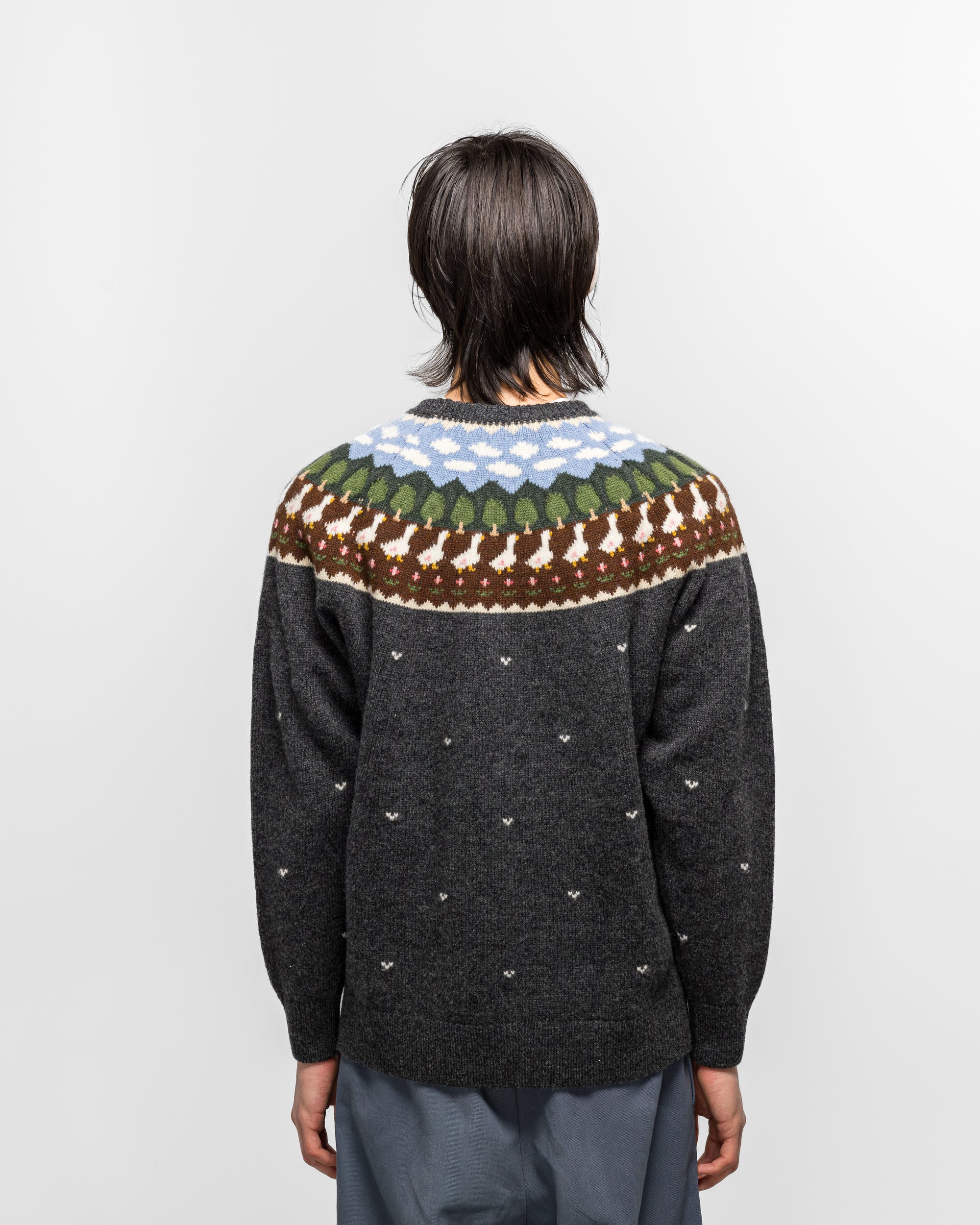 Fair Isle Duck Sweater - Charcoal Grey - Image 4