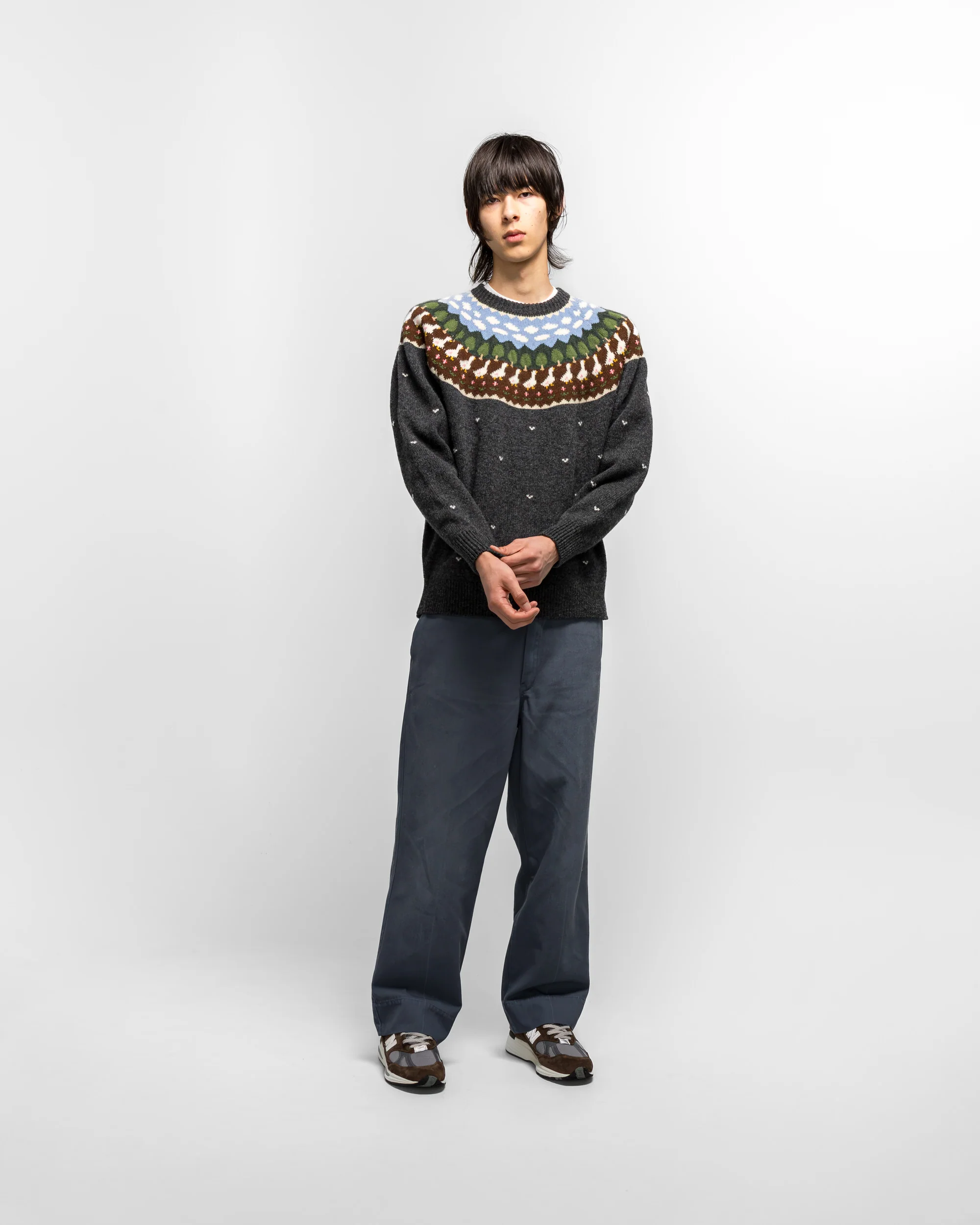 Fair Isle Duck Sweater - Charcoal Grey - Image 6