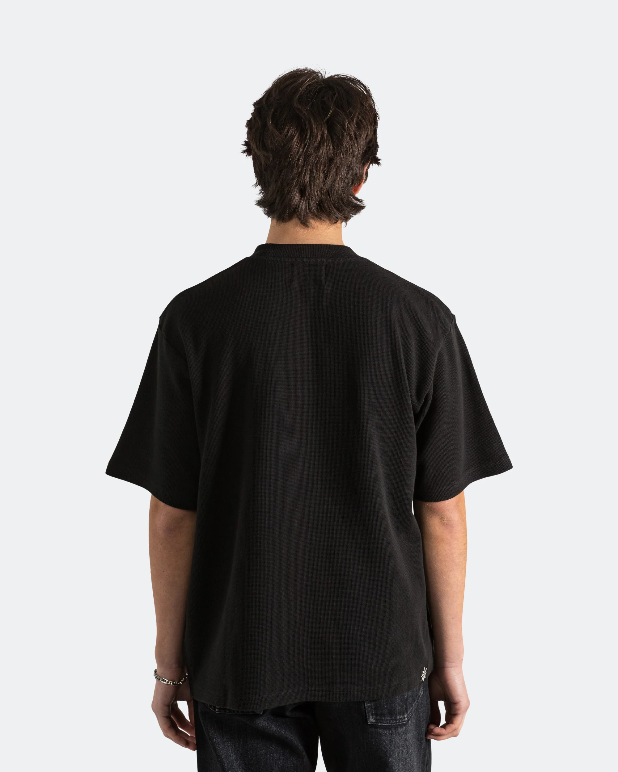 Waffle Boxy Tee - Black - Image 3
