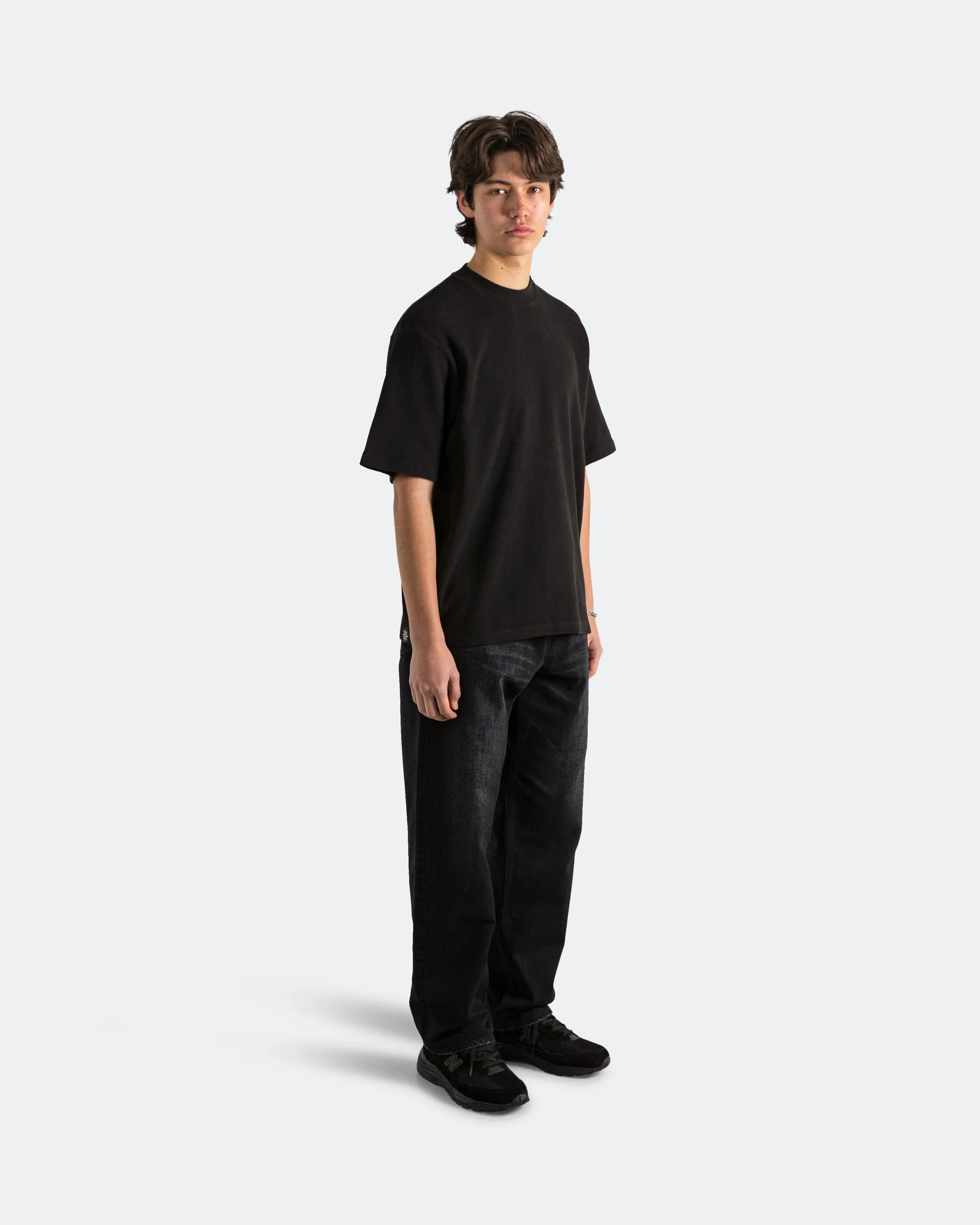 Waffle Boxy Tee - Black - Image 6
