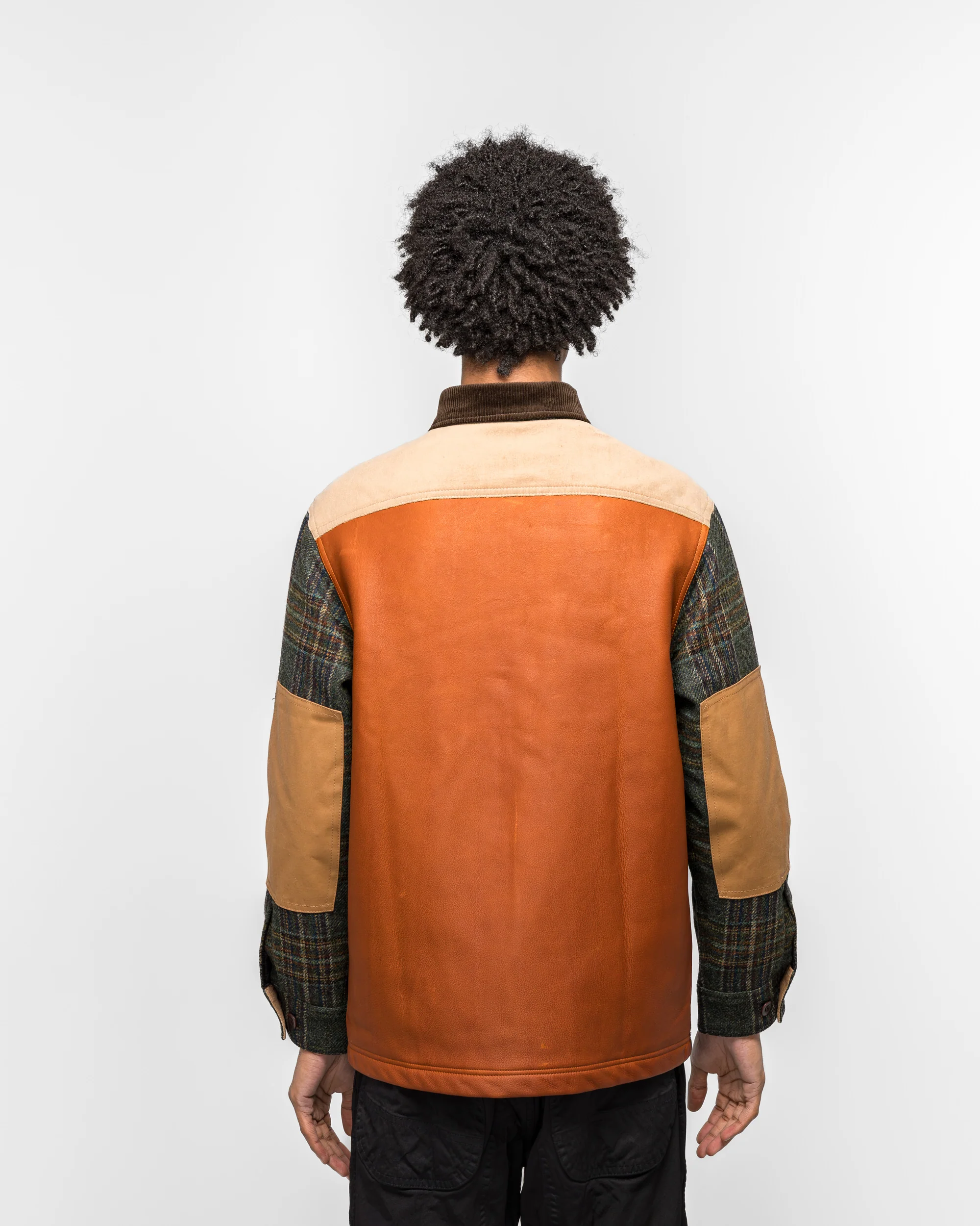 Wool Check Tweed Leather Shirt x FILSON - Green/Brown - Image 4